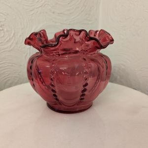 Vintage Fenton Cranberry Ruffle Vase